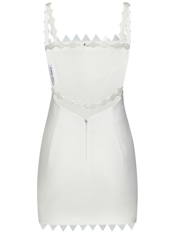 Shop Attico Embroidered Rhombus Sequins Mini Dress In White