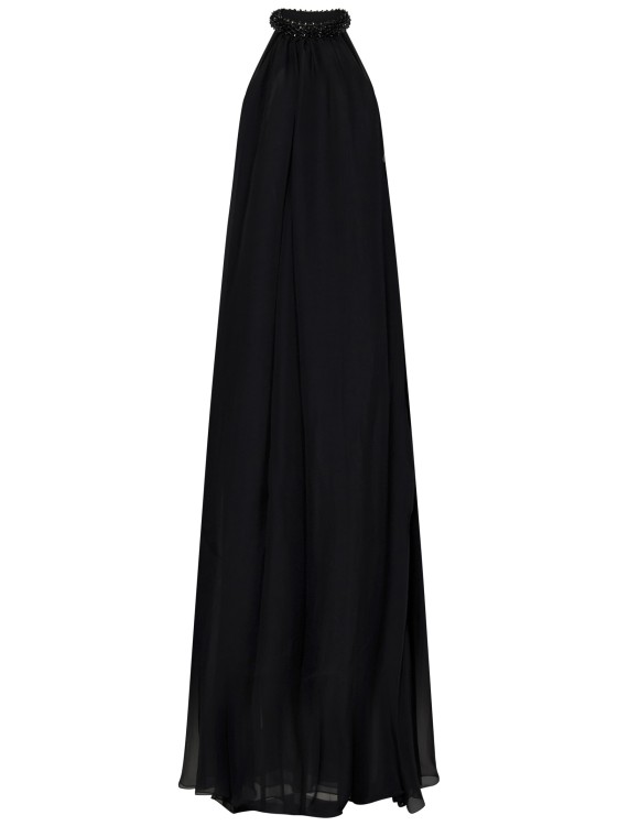 Shop Tom Ford Long Black Silk Chiffon Halterneck Dress