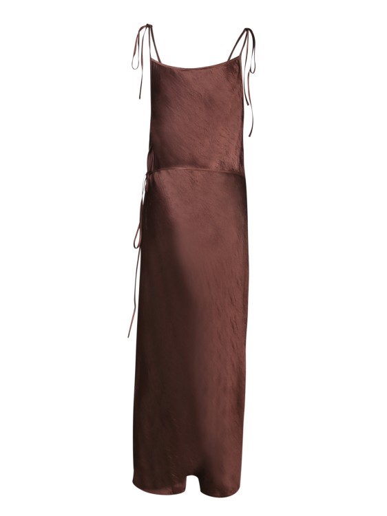 Shop Acne Studios Satin-effect Long Dress In Brown