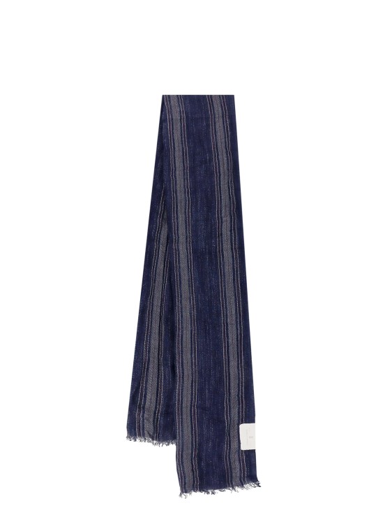 Shop Brunello Cucinelli Silk And Linen Scarf In Blue