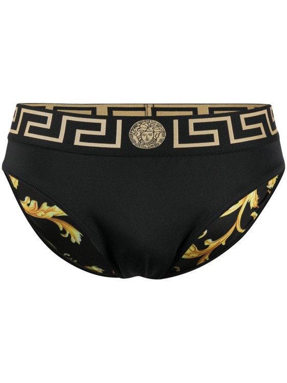 Versace Swim Brief With Greca Motif In Black