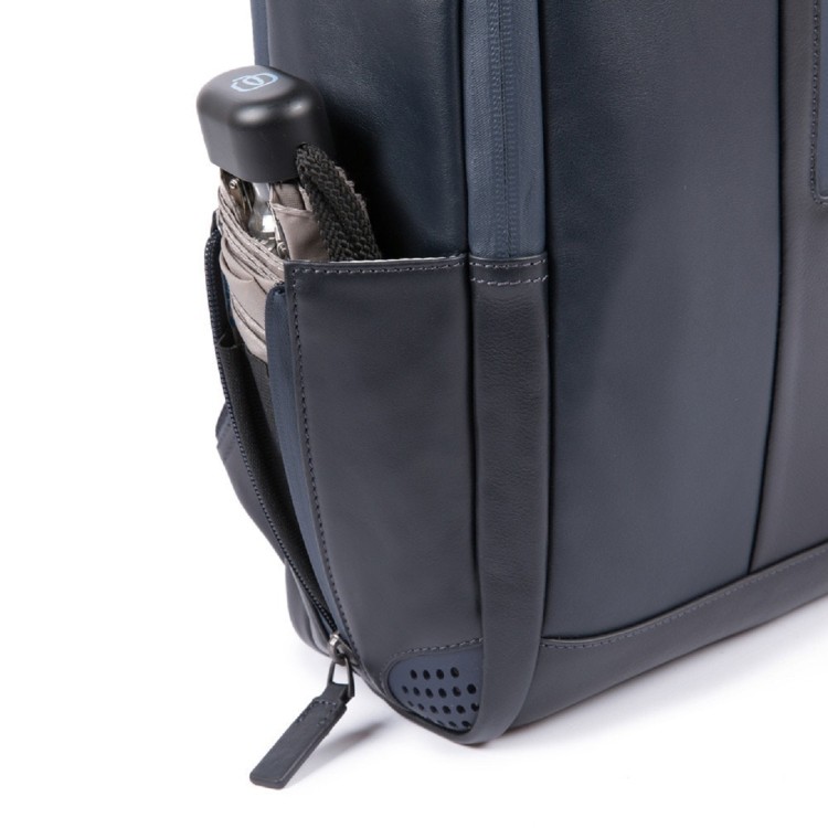 Shop Piquadro Black Leather Backpack With Rfid Protection