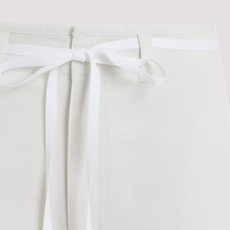 Shop Lemaire Chalk White Cotton Straight Pants With Strings