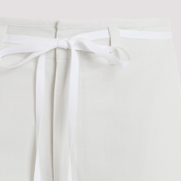 Lemaire Chalk White Cotton Straight Pants With Strings In White