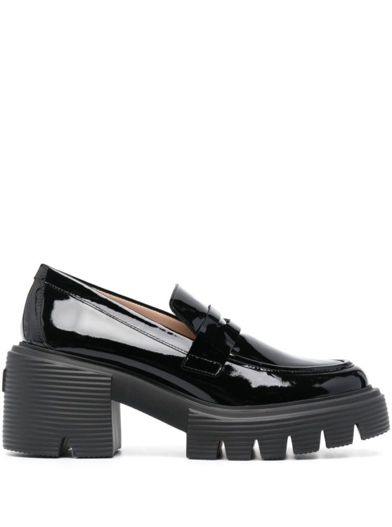 Stuart Weitzman Soho' Black Loafers With Chunky Sole In Patent Leather In Gray