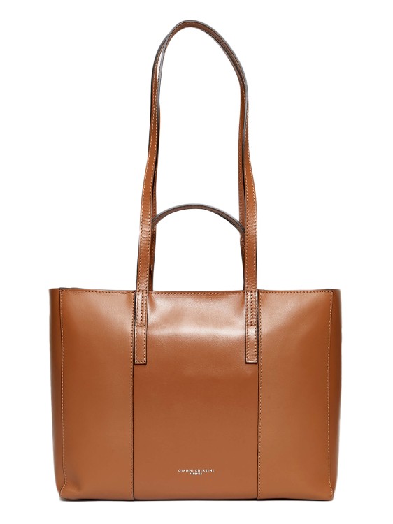 Gianni Chiarini Tan Leather Shopping Bag In Brown