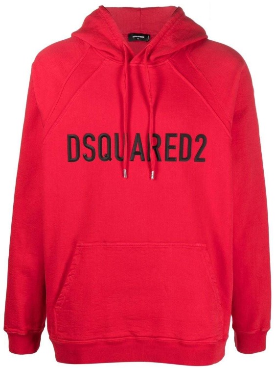 Shop Dsquared2 Raised-logo Drawstring Hoodie In Red
