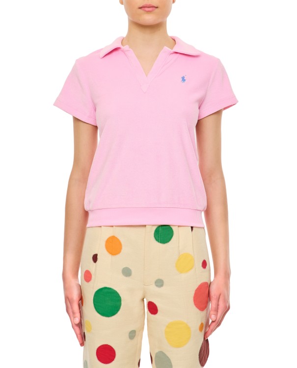 Shop Polo Ralph Lauren Terry Short Sleeves Polo Shirt In Neutrals