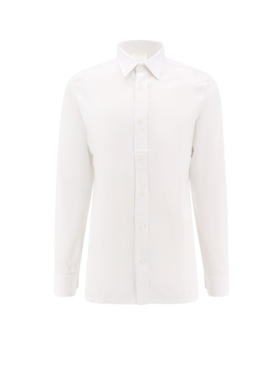 Shop Givenchy Cotton Shirt With Embroidered 4g Logo In White