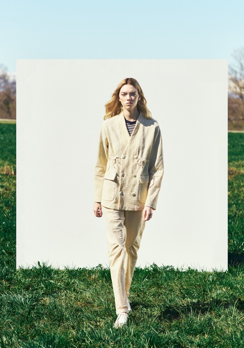 Takaturna Double-breasted Kinetic Jacket In Neutrals