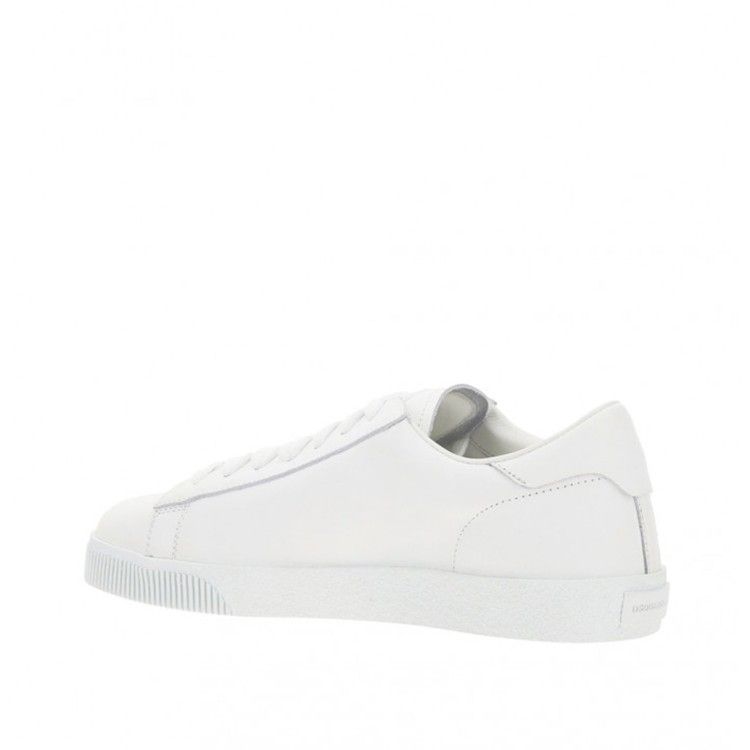 Shop Dsquared2 White Printed Leather Sneakers
