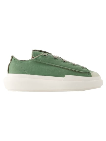 Y-3 NIZZA LOW SNEAKERS - LEATHER - GREEN/WHITE