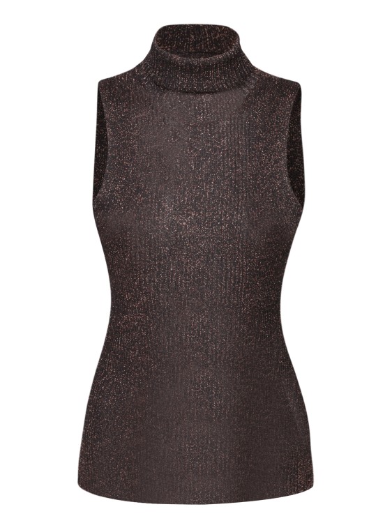 Shop Ganni Roll-neck Knitted Top In Brown