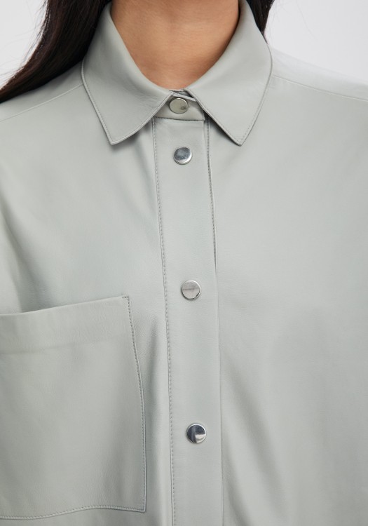 Shop Aeron Ingrid - Leather Shirt In White