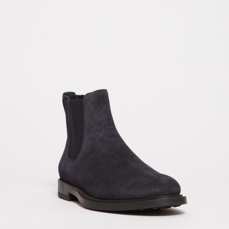 Shop Tod's Blue Suede Ankle Boot With Side Elastic