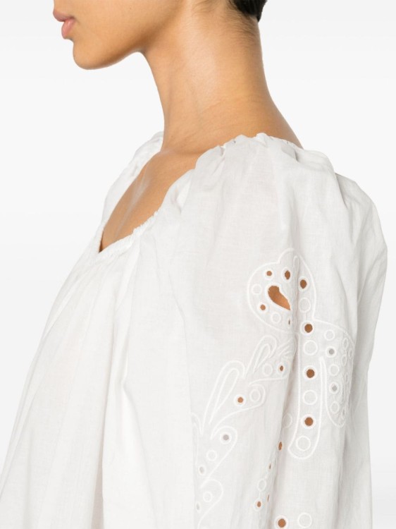 Shop Pinko Sangallo Embroidery Short Blouse In White