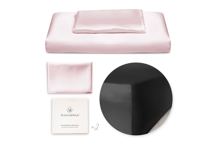 Mayfairsilk Precious Pink And Charcoal Silk Duvet Set