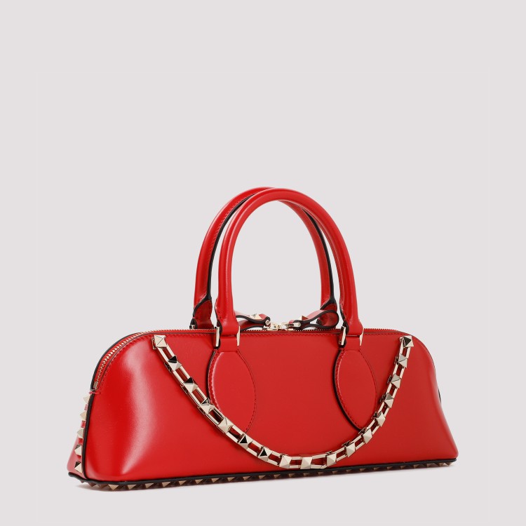 Shop Valentino Duffle Rockstud Red Calf Leather Handbag