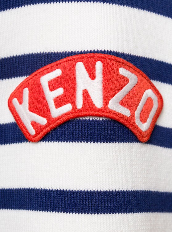 Shop Kenzo White And Blue Nautical Striped Cardigan In Cotton