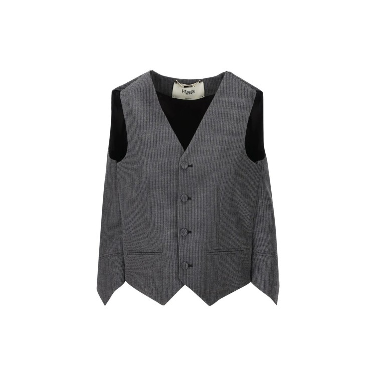 Shop Fendi Striped Vest Top In Grey
