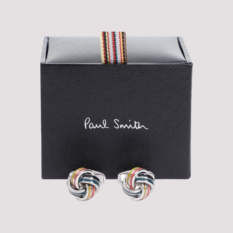 Shop Paul Smith Bright Knot Striped Copper Cufflink In Grey