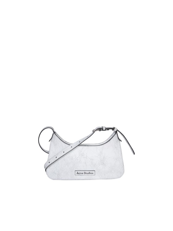 Acne Studios Mini Platt Crackle Leather Shoulder Bag In White