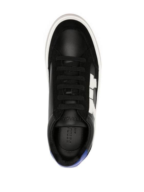 Shop Ferragamo Black Gancini Patch Sneakers