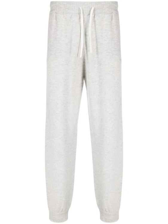 Shop Msgm Tapered Knit Track Pants In White