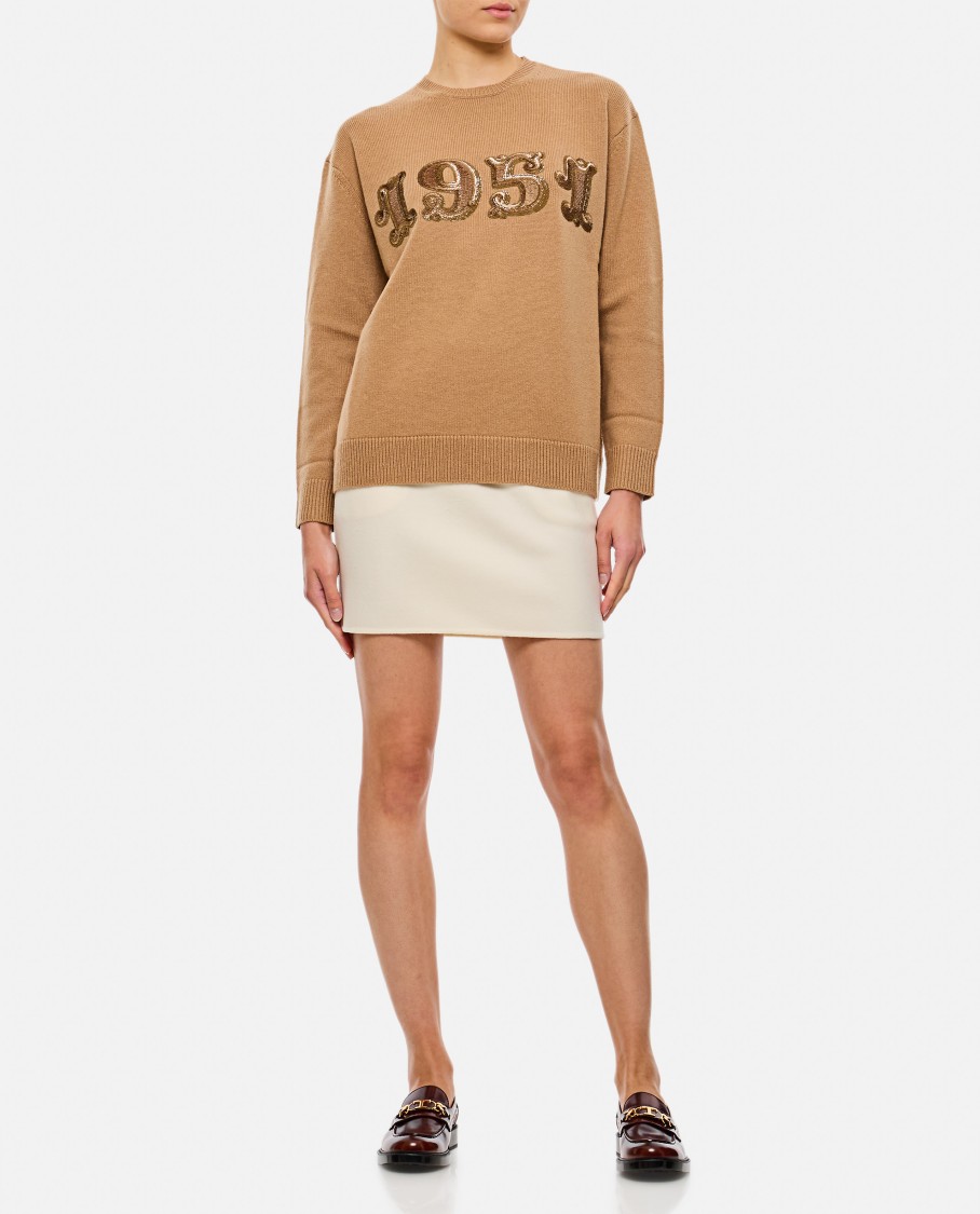 Max Mara Maxmara Women 1951 Sequin Embroidery Pullover In Brown