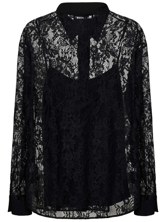 Shop Moschino Black Floral Lace Shirt