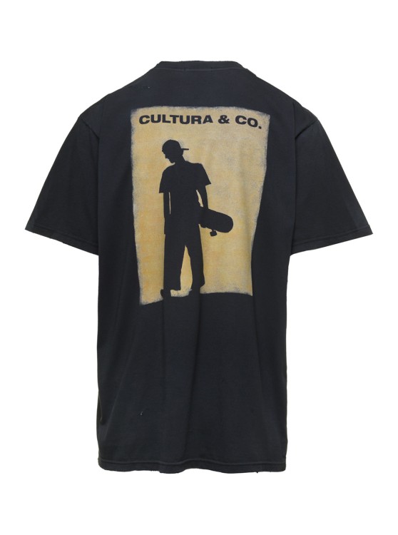 Shop Cultura Black Crewneck T-shirt With & Co Print In Jersey