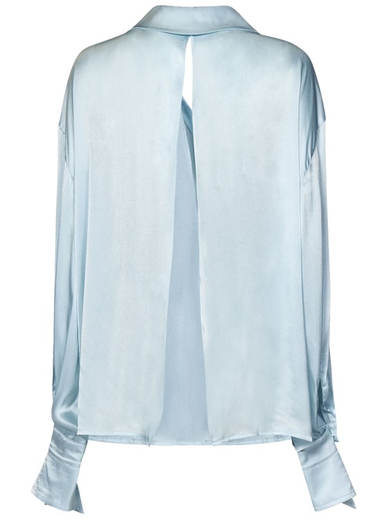Shop Amen Light Blue Silk Blend Satin Shirt