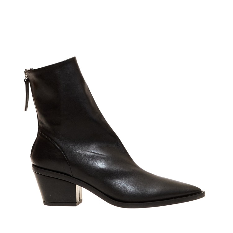 Halmanera Black Leather Ankle Boot Heel In Black
