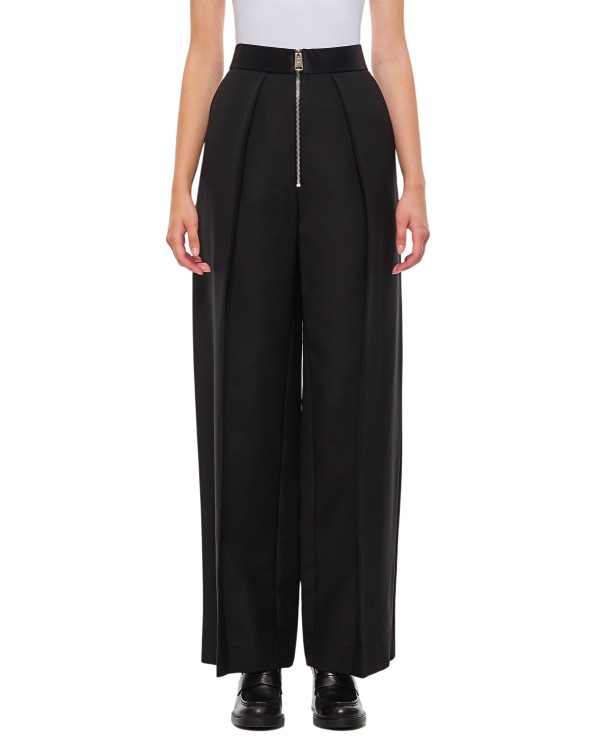 Khaite Marine Pleated Wide-leg Pants With Zipper Front In Black