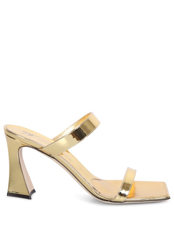 Shop Giuseppe Zanotti Gold Mirrored Leather Flaminia Mules Sandals In Neutrals
