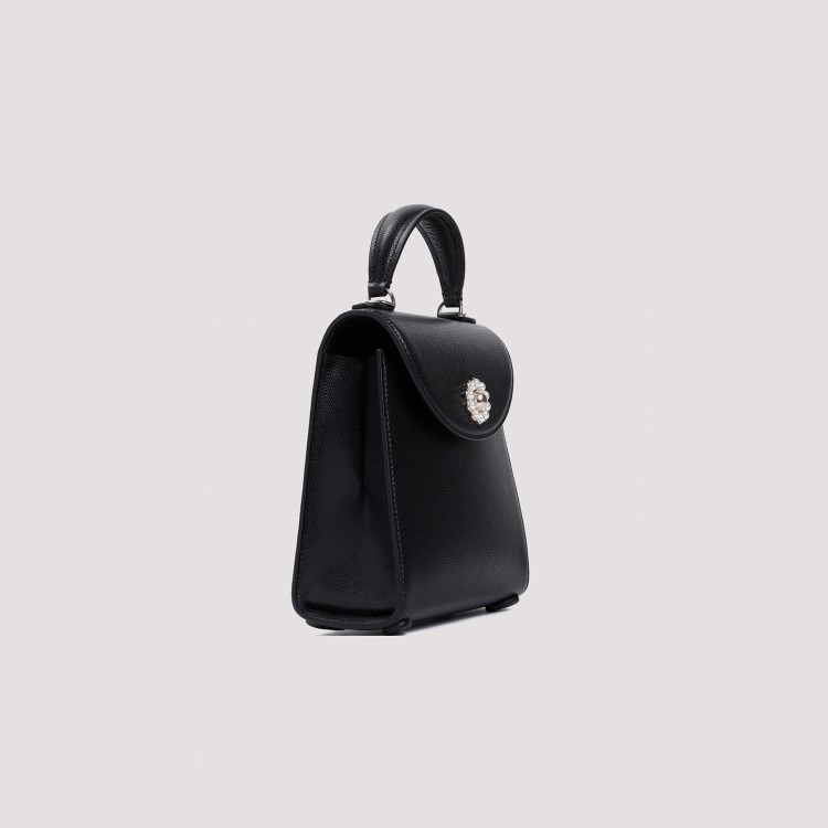 Shop Simone Rocha Black Grained Leather Mini Valentine Bag