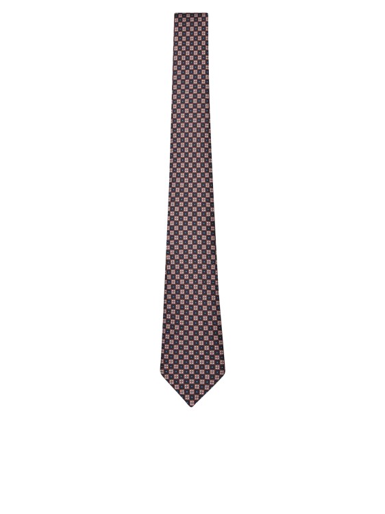 Shop Kiton Rhombus Motif Beige/ Blue Tie In Grey