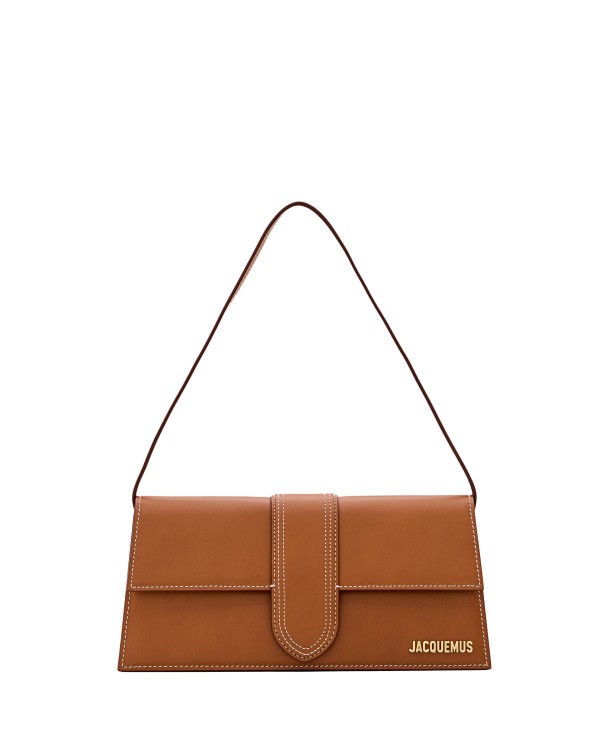 Shop Jacquemus Le Bambino Long Leather Shoulder Bag In Brown