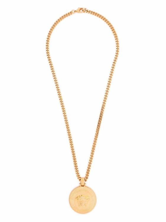 Versace Gold-tone Metal Medusa-pendant Necklace In White