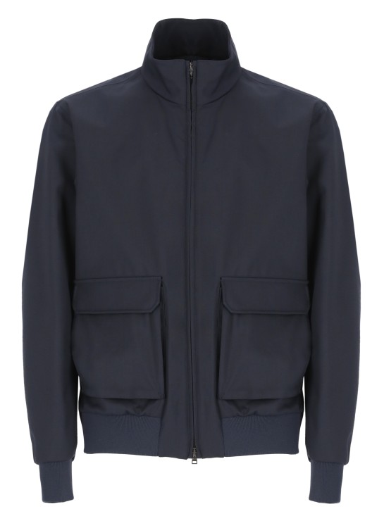 Shop Herno Navy Blue Storm System® Wool Bomber Jacket
