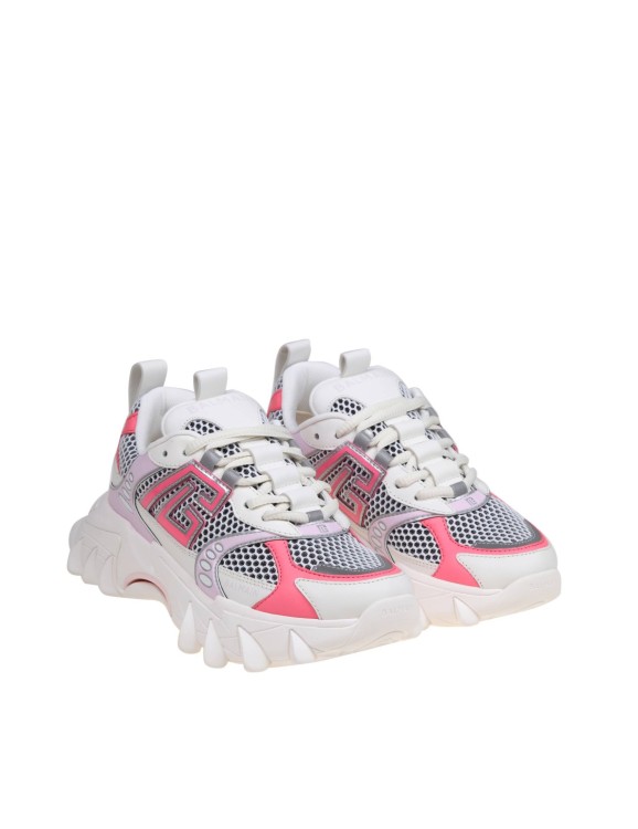 Shop Balmain B-east Sneakers In Mix Of White And Pink Materials