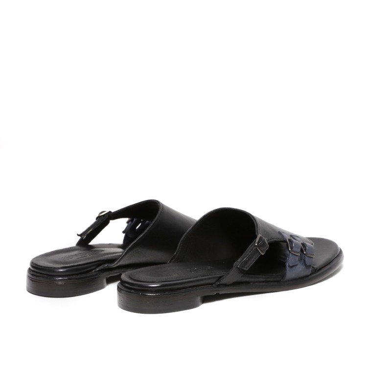 Shop Hundred 100 Black Leather Slide Sandals