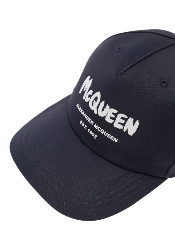 Shop Alexander Mcqueen Graffiti Black Polyfaille Hat With Logo