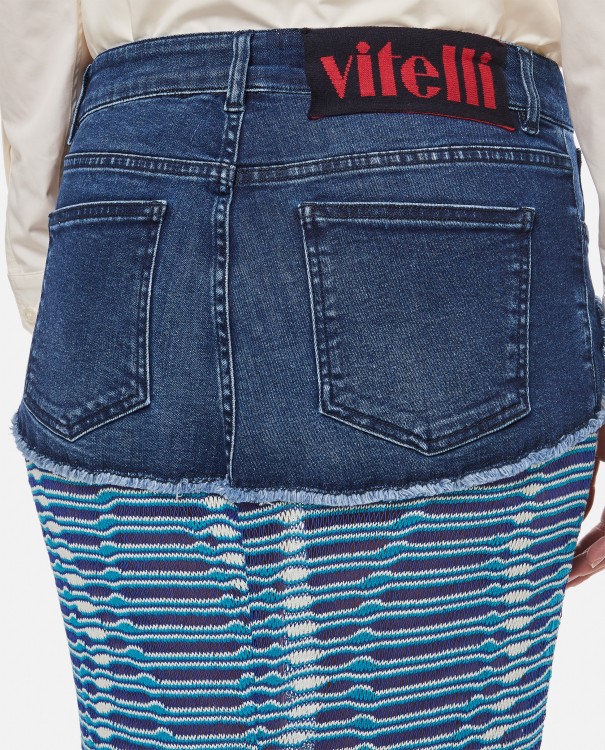 Vitelli Siren Denim Jaquard Maxi Skirt In Blue