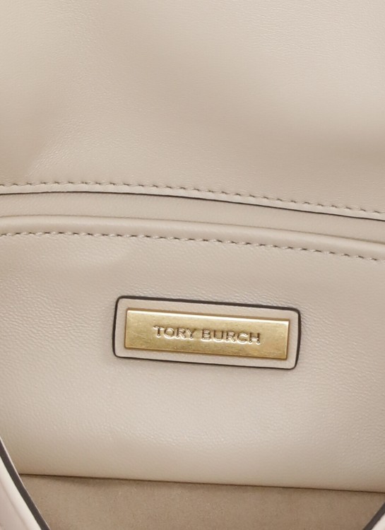 Shop Tory Burch Ivory Matelassé Leather Shoulder Bag In Neutrals