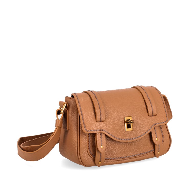 Shop Plinio Visona' Caramel Leather Shoulder Bag In Brown
