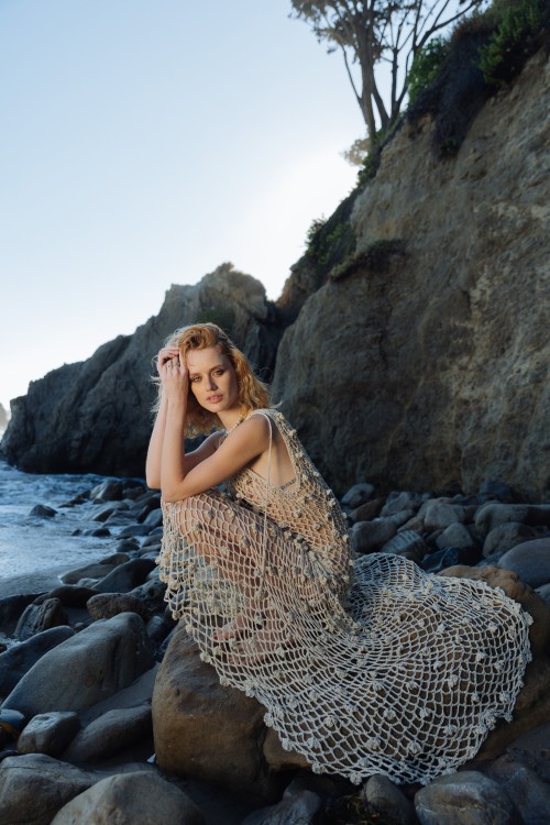Shop Andreeva Malva Silver Handmade Crochet Maxi Dress