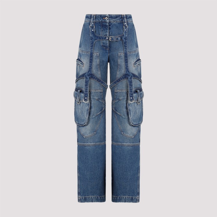 Shop Off-white Vintage Blue Cotton Cargo Over Pants In Green