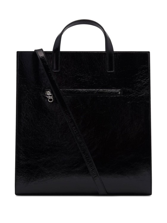 Shop Courrèges Heritage Naplack Leather Tote Bag In Black