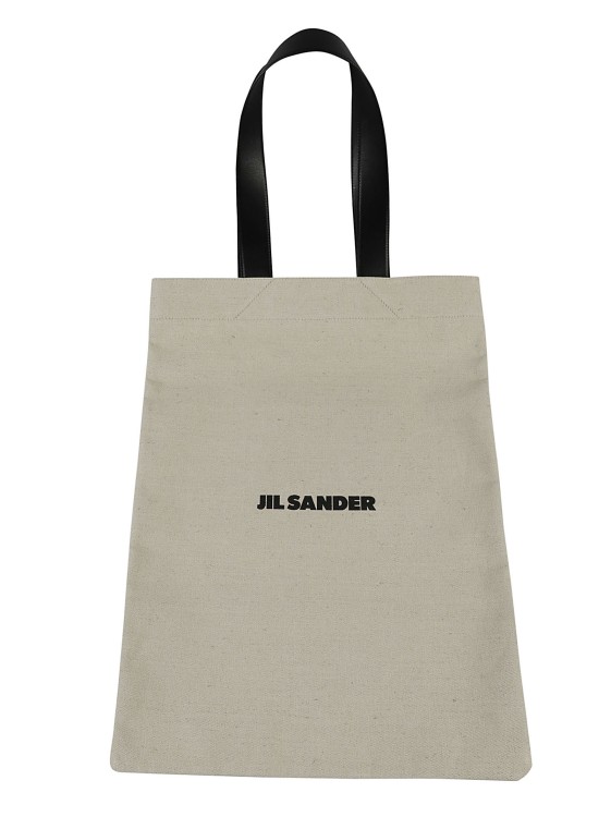 Shop Jil Sander Logo-print Cotton Tote Bag In Grey